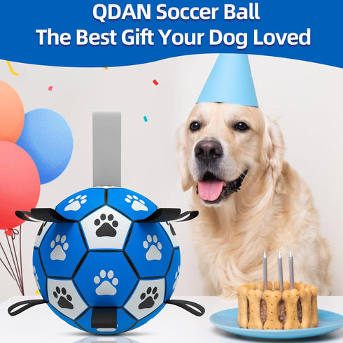 Dog Ropes Toys Soccer Ball with Straps, Interactive Dog Toys for Tug of War, Puppy Birthday Gifts, Dog Tug Toy, Dog Water Toy, Durable Dog Balls f...